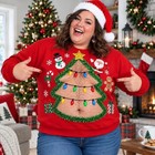 Ugly Christmas Sweater Funny Hairy Chest Tree Graphic Womens Xmas Sweatshirt