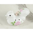 Rooster Chicken Potpourri Holder Hanging 4 1 4  Pink Rose Design 90s Porcelain 