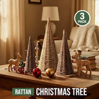3pcs Natural Woven Christmas Trees Decor  Artificial Christmas Tree Decorations