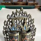 Vintage Jerusalem Jewish Heavy Brass   Enamel Ten Commandments 5e