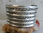 Navajo 2nd Phase Revival 11-band Twisted Wire Coin Silver Cuff Bracelet Old Pawn