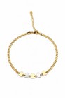 14k Gold Filled Heart Anklet 10    Ext Two Tone Gold Silver Hearts 3mm Cuban   