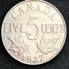 1927 Canada 5 Cents Nickel Coin - Vf  very Fine  Condition