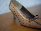 Vintage 80s Tan Brown Ostrich Leather J  Renee Heels Pump Size 8