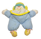 Vintage Eden Clown Rattle Terrycloth Plush Blue   Yellow Polkadot 8  Stuffed Toy