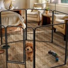 8 Panels 32  Dog Playpen Exercise Cage Tall Pet Pen Crate Fence W door Sturdy