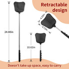 Fly Swatters 2 Pack  Durable Telescopic Stainless Steel Handle  Heavy Duty Black