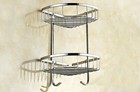 Bathroom Polished Chrome Brass Shower Caddy Wire Basket Storage Shelves Fba525