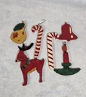 Lot Of 6 Primitive Vintage Wooden Christmas Ornaments Handmade And Painted 