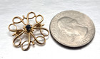 Vintage 10k Yellow Gold Blue Sapphare Small Brooch