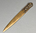 19c antique Art Nouveau French M migneaux Bronze Letter Opener Ram Head Signed
