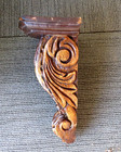 Vntg Solid Carved Wood Ornate Leaf Scroll Sconce Corbel Wall Shelf 13x9 Sm Chip