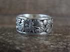 Native American Sterling Silver Floral Ring By Dinetso - Size 8