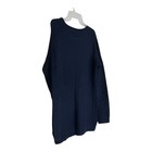 Ambiance Apparel Sweater Women Large Navy Blue Waffle Loose Knit Pullover Top L