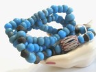 Antique Necklace W Very Old Beads From Collection Chevron Blue Padre Brass 24 