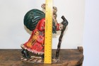 Vintage Cast Iron Santa Claus Door Stop Profile Walking Holding Staff 9 5  Tall