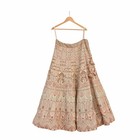 Indian Heavy Ivory Raw Silk Hand Embroidered Lehenga skirt Bridal Wear Zardozi