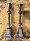 Vintage Pair Octagonal 15    Candlesticks   Stepped 4-3 16    Base    pewter    In Color