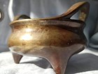 Antique Chinese Brass Bronze Tripod Censer Incense Burner Signed