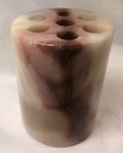 Vtg Natural Stone Marble Onyx 7-hole Pen Pencil Brush Holder Desk Paperweight