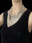 Vintage Whiting   Davis Bag Purse Co Silver Tone Mesh Necklace Disco Retro Video