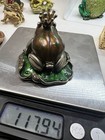 Metal Crowned Frog On Lily Pad Trinket Box Hinged Lid Decorative Figurine