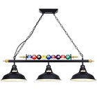 3-light Billiard Pool Table Lights Hanging Over Pool Table  Black Matte Metal 
