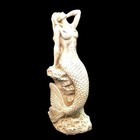 20 In antique White Sexy Mermaid Sitting On Coastal Rock Beach Nautical Statue