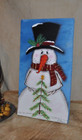 Hand Painted Snowman On Reclaimed Wood By Artist Winter Decor Primitive Folk Art