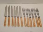 Vintage Fork   Knife Butterscotch Bakelite Set With Opalesque Overlay