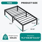 14 Inch Heavy Duty Metal Platform Bed Frame Twin Size Sturdy Steel Slat Support
