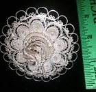 Vintage Taxco Sterling Silver Flower Hat Brooch Filigree Lace Victorian Mexican