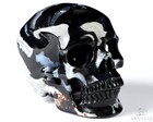 3 3  Black Zebra Agate Hand Carved Crystal Skull  Super Realistic  Healing