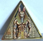 Egyptian Nights Anubis Triangular 1 Oz Copper 24k Gold Gild Medal With Coa