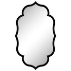  Curved Scalloped Wall Mirror On Black Matte Frame With Washed White Edges  