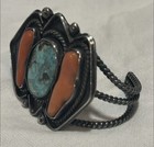 Antique Navajo Cuff Bracelet Turquoise Signed Handmade Native American Jewelry