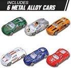 Kids Speed Racing Track Builder Playset - Starter Kit  6 Diecast Cars  Toy Set