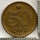 1990 Denmark 50 Ore Extra Fine Details - Free Shipping
