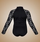 Black Lace Long Sleeve Raglan Leotard - Irish Dance Ballet Gymnastics Feis Dress