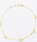 14k Yellow Gold 10  Puffed Anchor Mariner Link Chain Anklet Bracelet 4 Mm 1 7gr