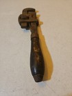 Old Vintage Antique Wood Handle Monkey Pipe Wrench  10