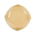10 Transparent Gold 10  Round Plastic Salad Dinner Plates Embossed Baroque Rim