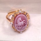 Vintage Cameo Ring Red Agate Sterling Silver Antique Jewelry Anniversary Gift