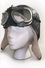 Vintage Leather Pilots Flying Helmet   Goggles   Used But Very Good Condition