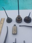 Assorted Vintage Metal Oil Cans And Parts 