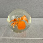 Vintage Murano Art Glass Orange Trumpet Flower Paperweight Controlled Bubble 2 