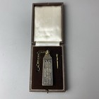 Silver Canterbury Pocket Sundial With Emerald Inlays Reproduction W  Case