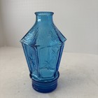 Wheaton Glass Blue Glass    starburst    Lantern Candle Holder Vase Hand Blown Vntg