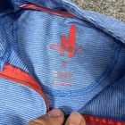 Johnnie-o Pullover Youth 4 Blue Stripe Quarter Zip Mock Neck Performance Stretch