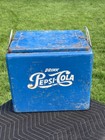 Vintage 1950s Drink Pepsi Cola Blue Metal Ice Cooler Chest- rare Model